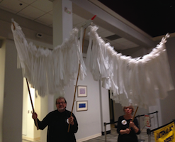Bob and Tricia Barrett with White Bird Parade Puppet